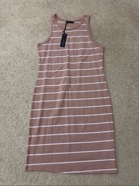 Cotton On Mauve Pink Striped Tank Bodycon Midi Dress NWT